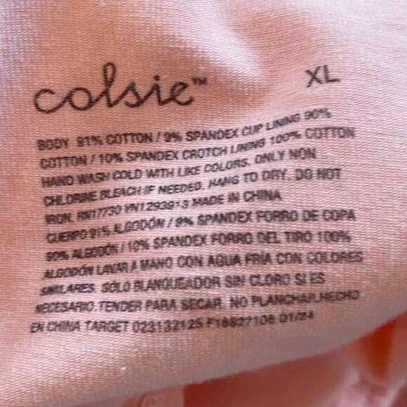 NEW COLSIE Balletcore Bodysuit Thong Pink Size XL Stretch Preppy One Piece - Picture 9 of 9